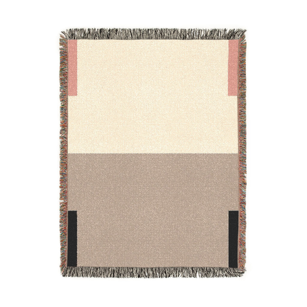 Post Minimalism Color Block Woven Throw Blanket with Contrast Corners
