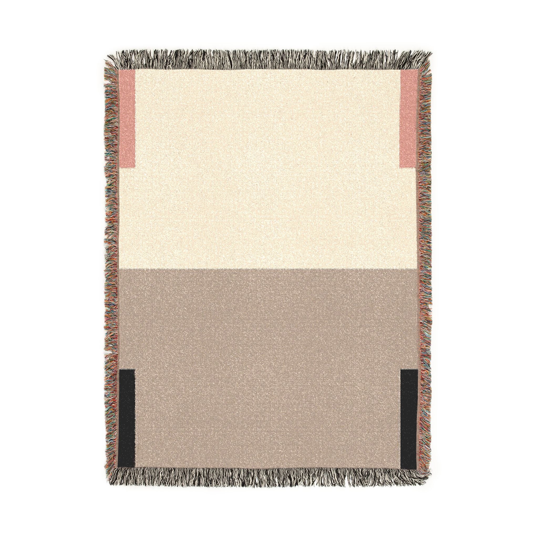 Post Minimalism Color Block Woven Throw Blanket with Contrast Corners