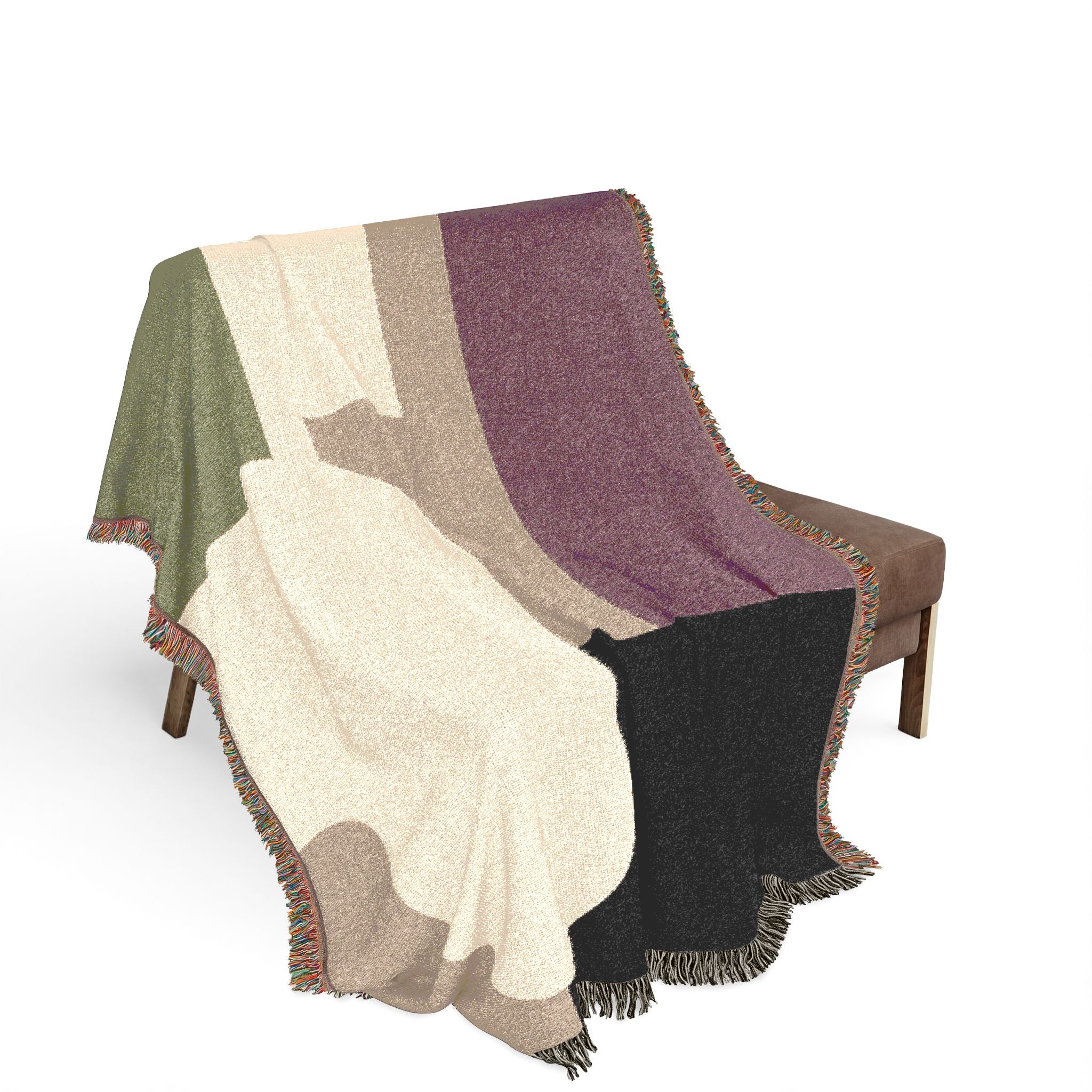 Post Modern Woven Throw Blanket with Geometric shapes Color Block Design