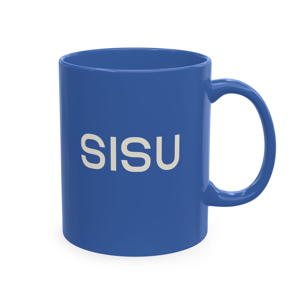 Modern Ceramic Coffee Cup with Finnish Flag & SISU Design