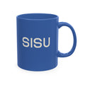 Modern Ceramic Coffee Cup with Finnish Flag & SISU Design
