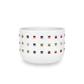 Large Ceramic Latte Mug with Minimalist Multi-Color Grid Design