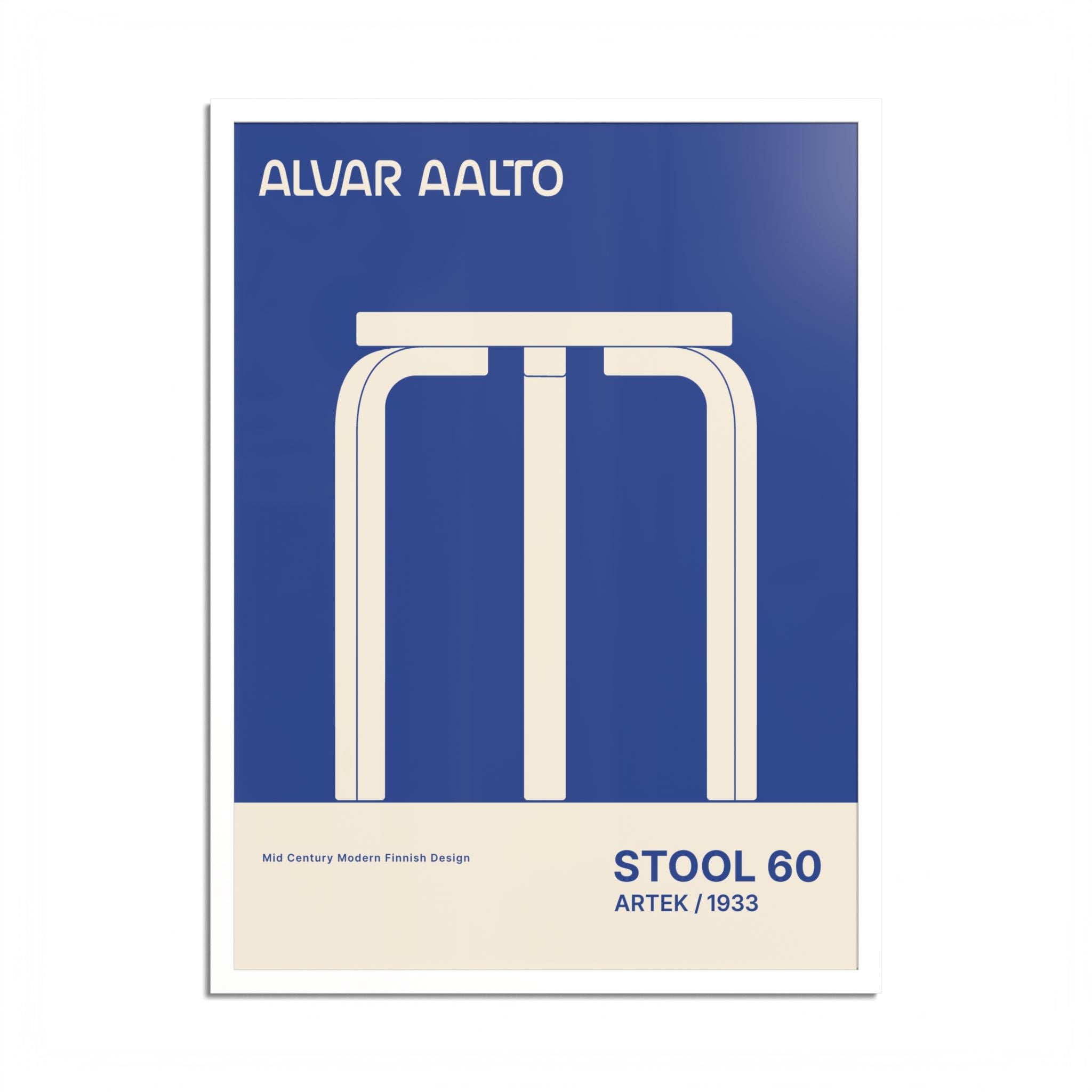 Alvar Aalto STOOL 60 Hight Quality framed Exhibition Poster