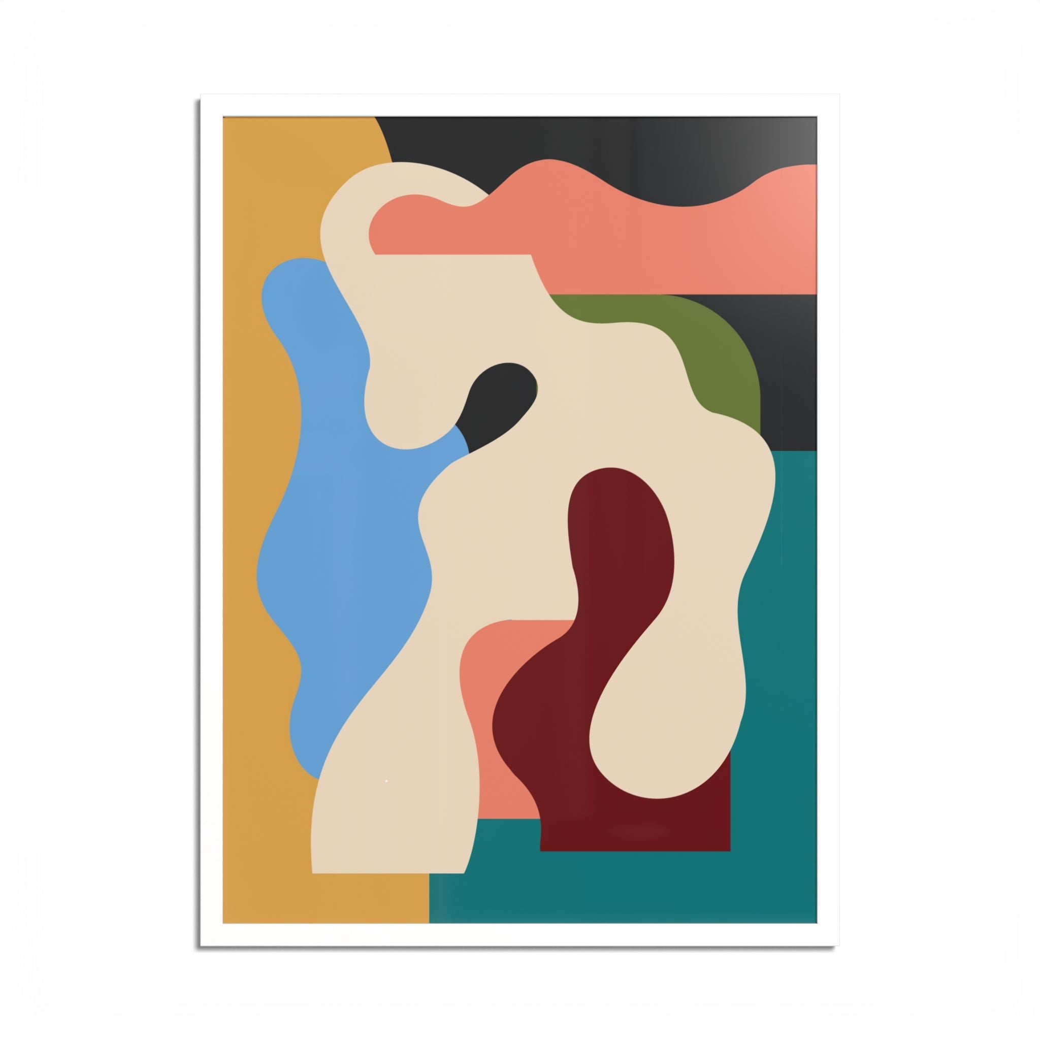 Modern Abstract Organic Shapes Framed Fine Art Print