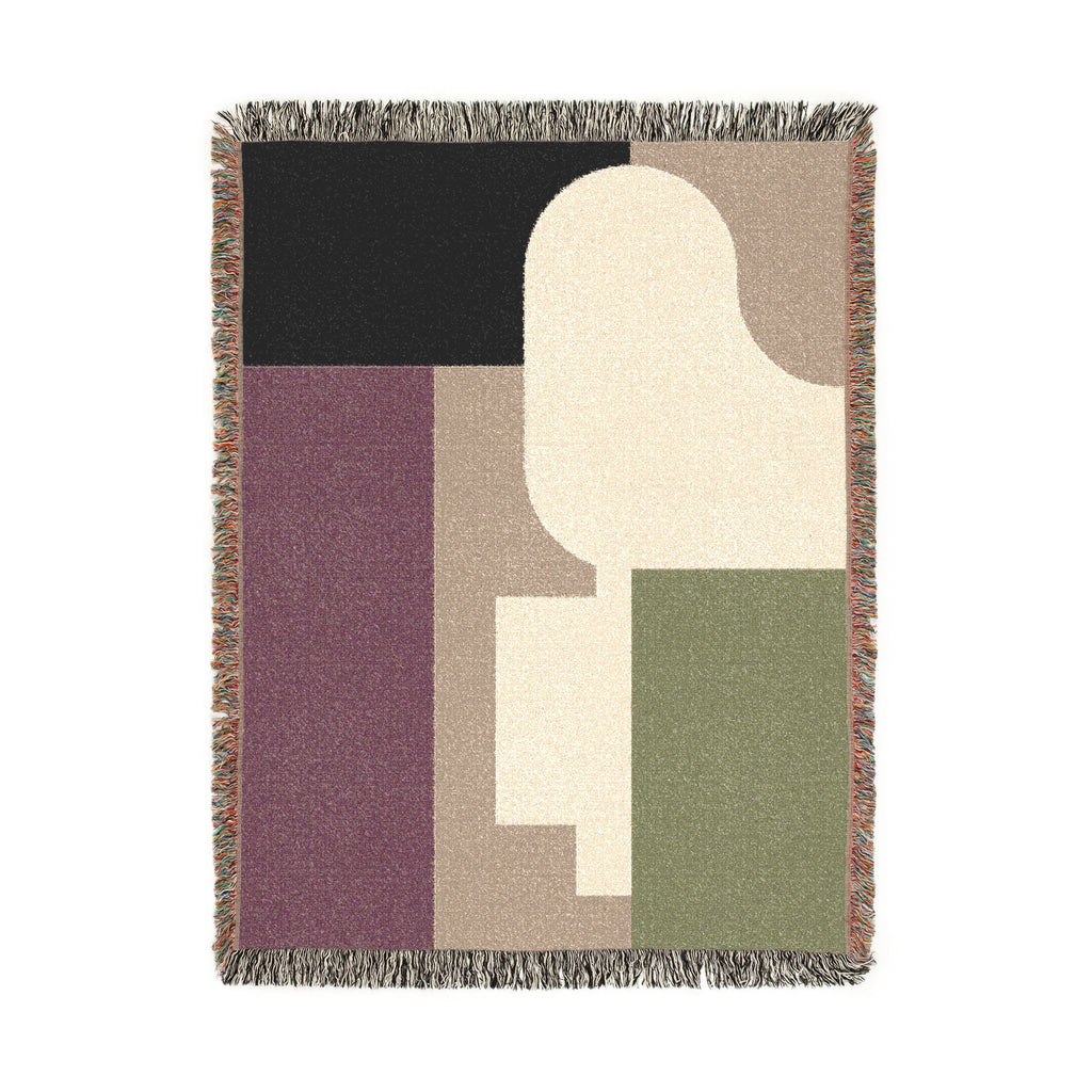 Post Modern Woven Throw Blanket with Geometric shapes Color Block Design