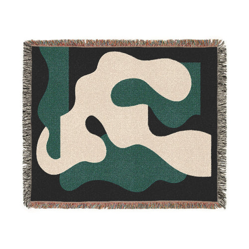 Copy of Scandi Abstract Shapes Woven Throw Blanket with Burgundy Red & Blue