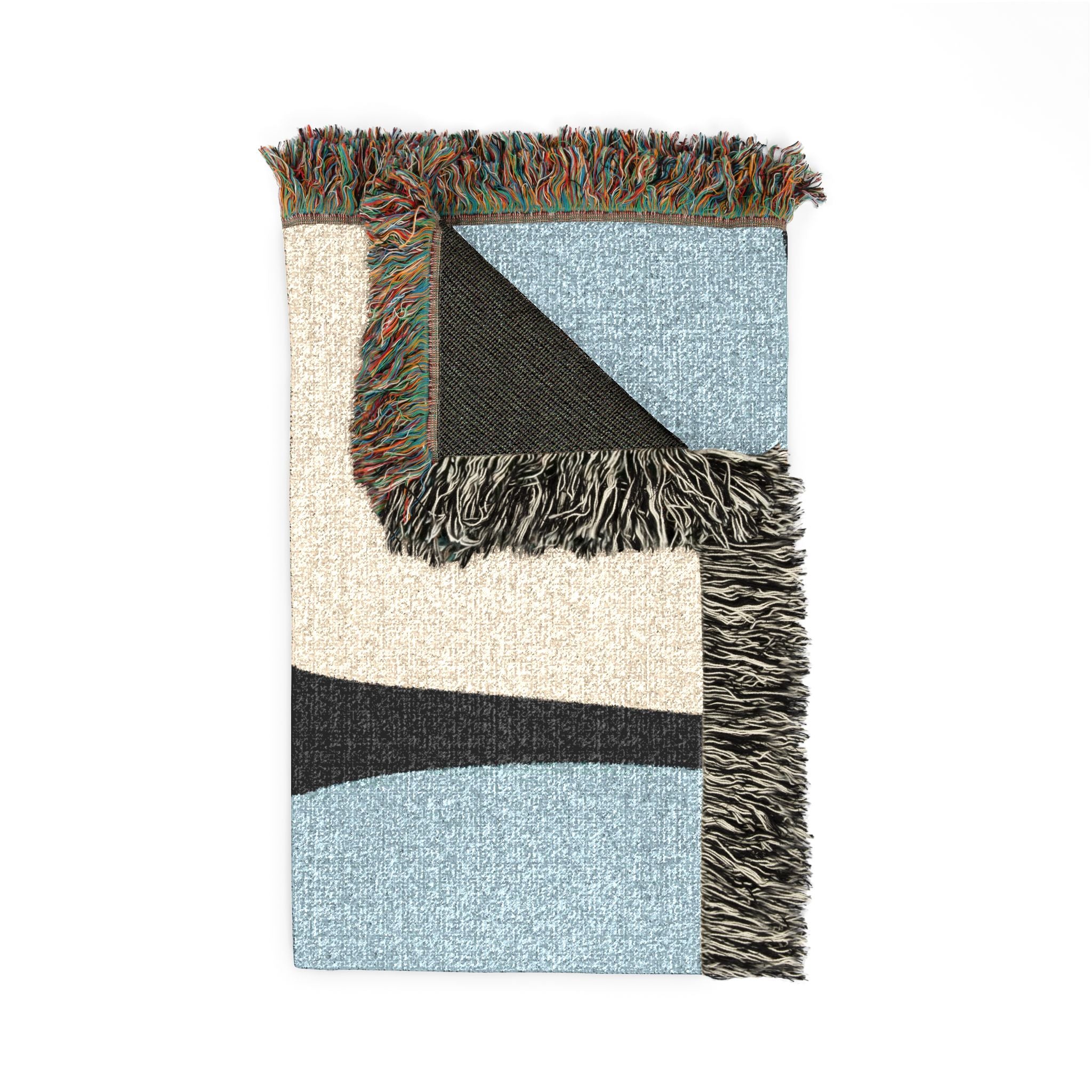Scandi Color Block Woven Throw Blanket with Abstract Shapes Design