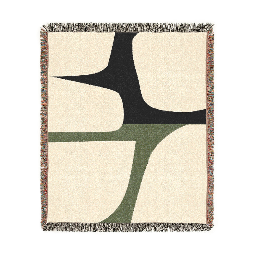 Scandi Color Block Woven Throw Blanket with Abstract Shapes Design