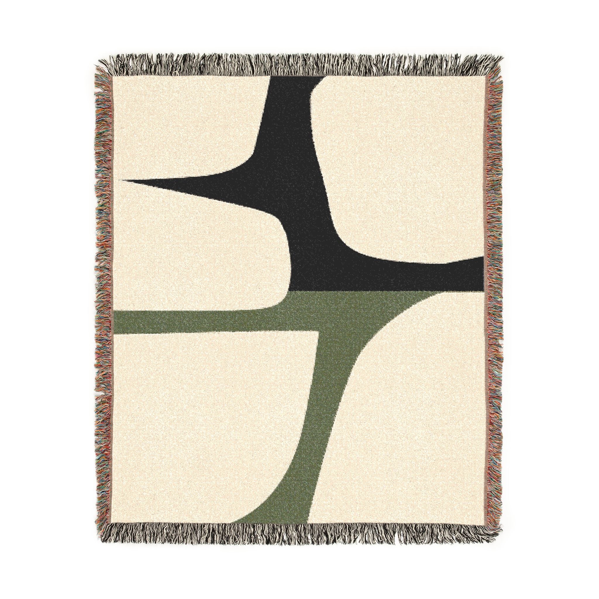 Scandi Color Block Woven Throw Blanket with Abstract Shapes Design