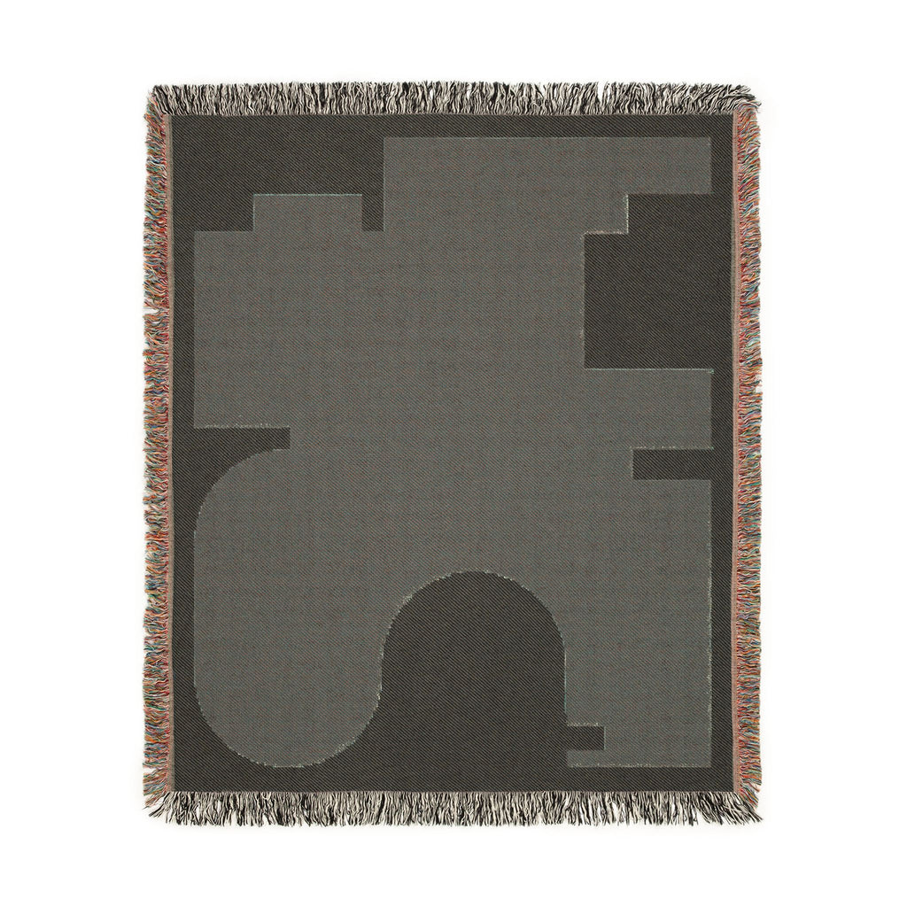 Post Modern Woven Throw Blanket with Burgundy Red Geometric shaped Design
