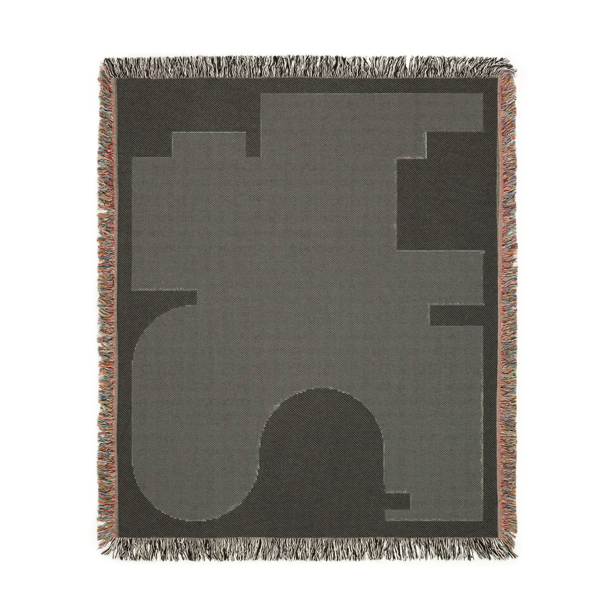 Post Modern Woven Throw Blanket with Burgundy Red Geometric shaped Design