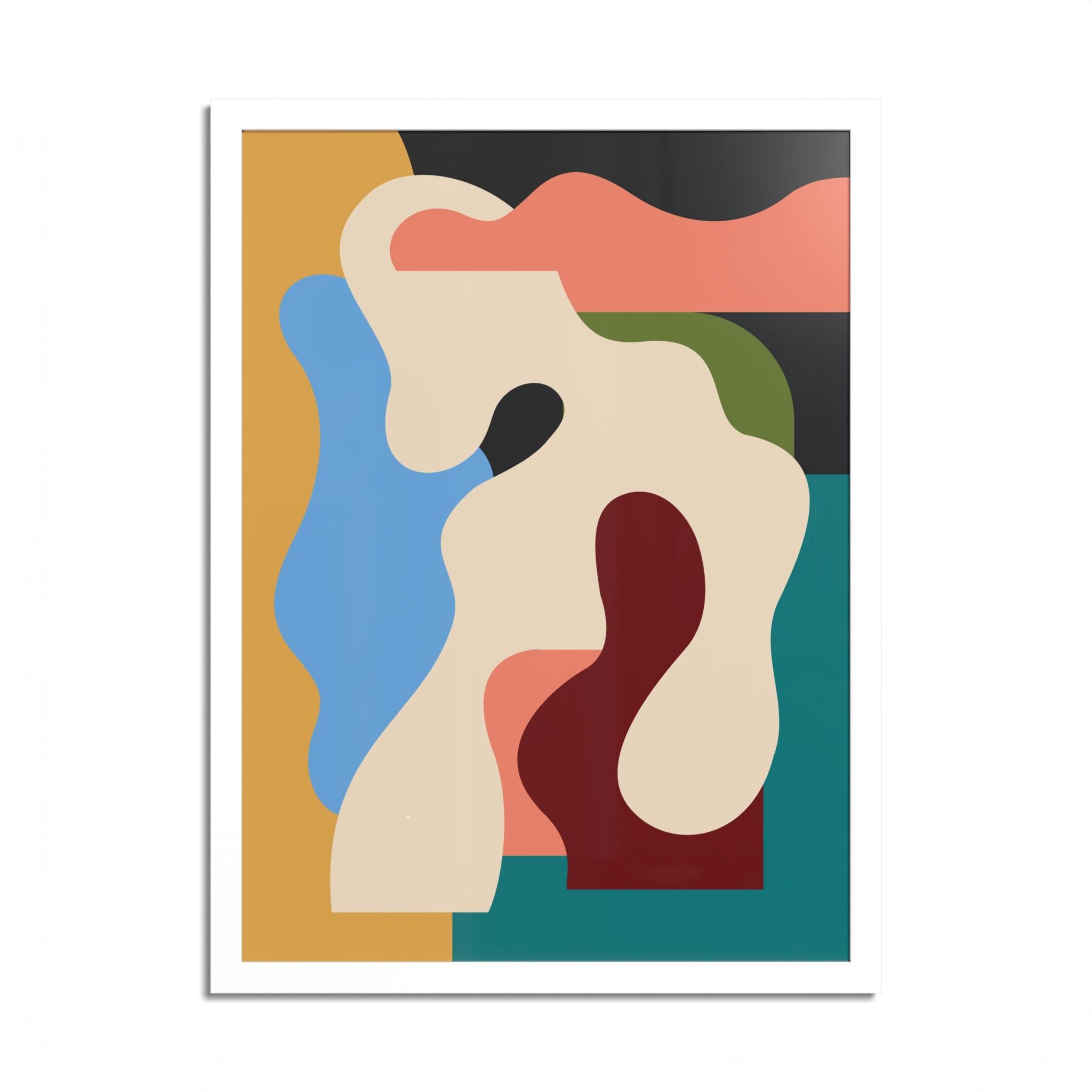 Modern Abstract Organic Shapes Framed Fine Art Print