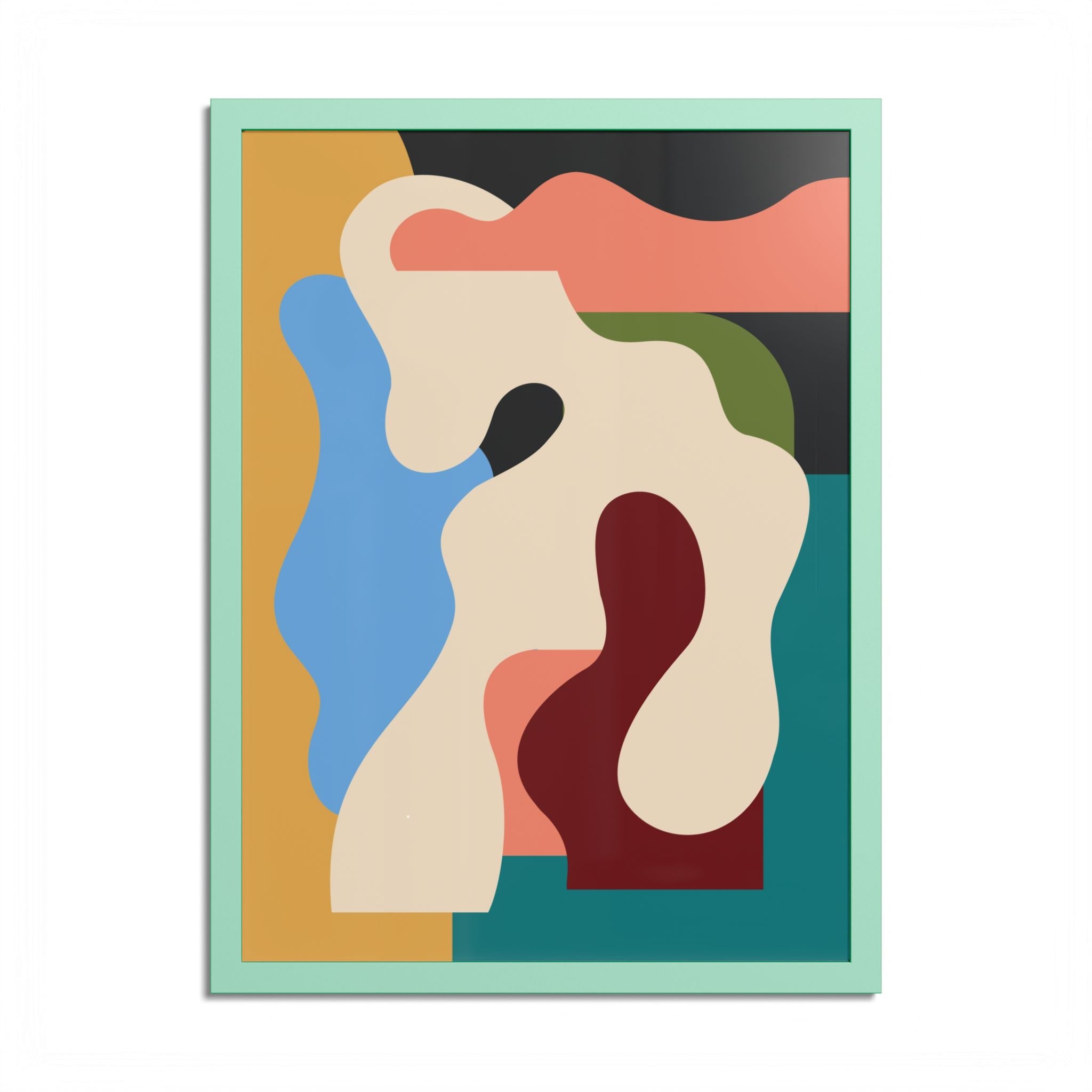 Modern Abstract Organic Shapes Framed Fine Art Print