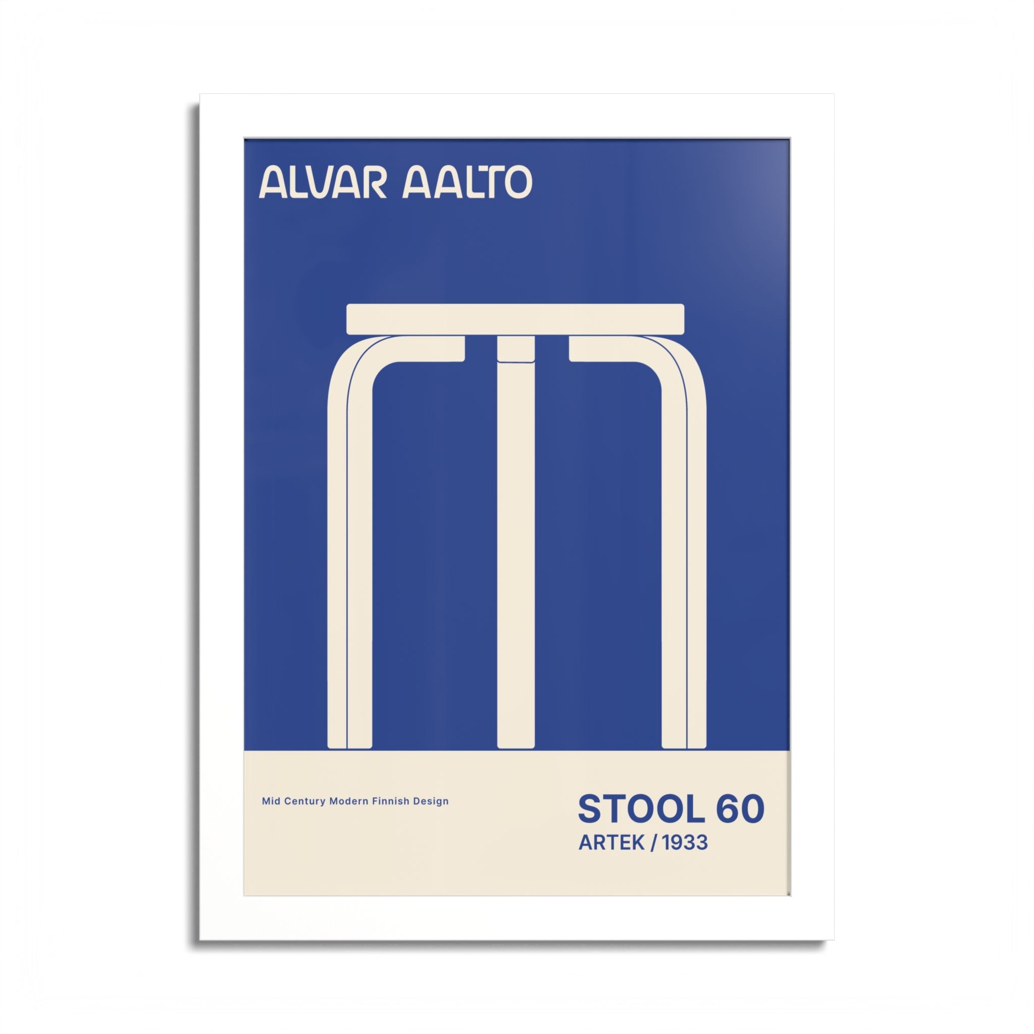 Alvar Aalto STOOL 60 Hight Quality framed Exhibition Poster