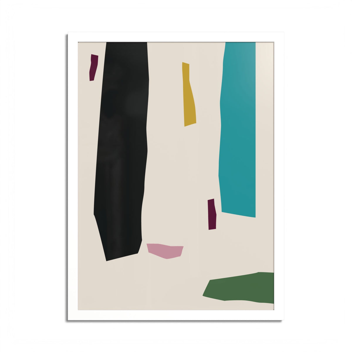 Scandi Multicolor Abstract Art High Quality framed Print, Modern Design Decor