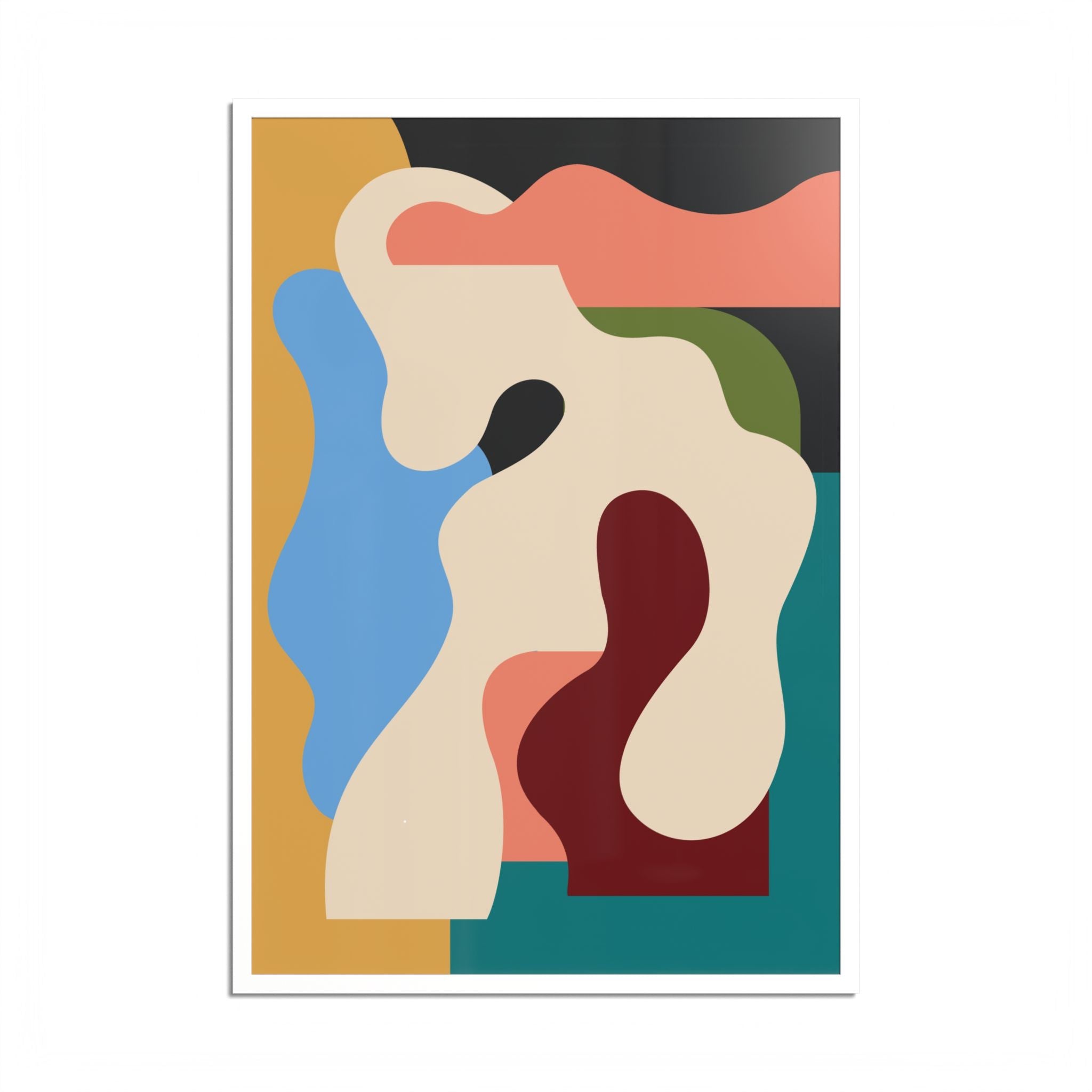 Modern Abstract Organic Shapes Framed Fine Art Print