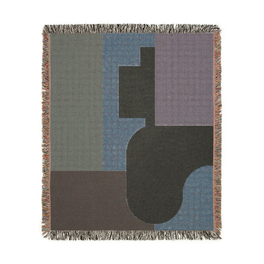 Post Modern Woven Throw Blanket with Geometric shapes Color Block Design
