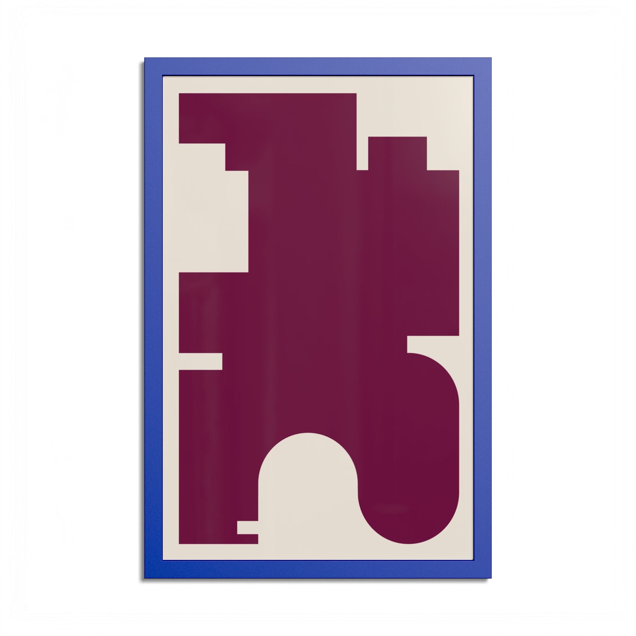 Burgundy Red Scandinavian Minimalist Framed Art Print