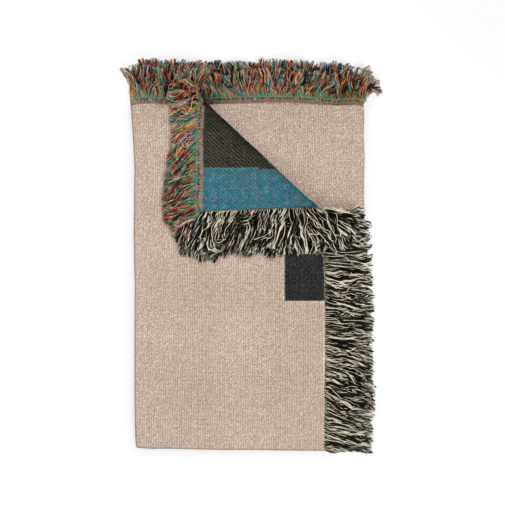 Post Minimalism Color Block Woven Throw Blanket with Contrast Corners
