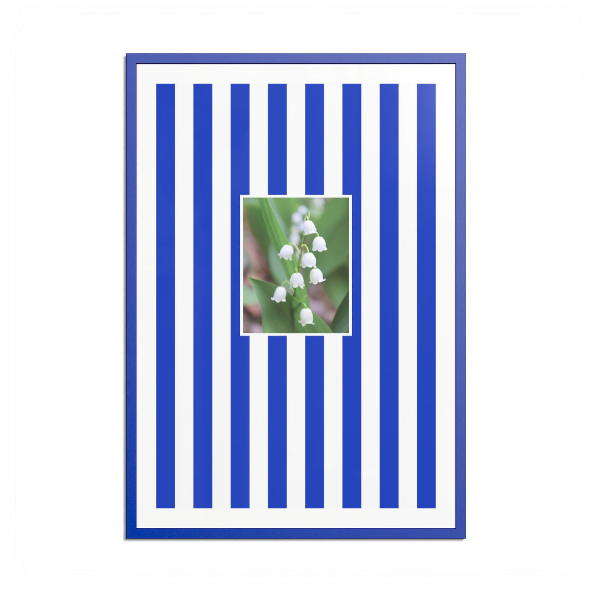 Flower & Stripes High Quality framed Art Print, with Lily of The Valley Flowers