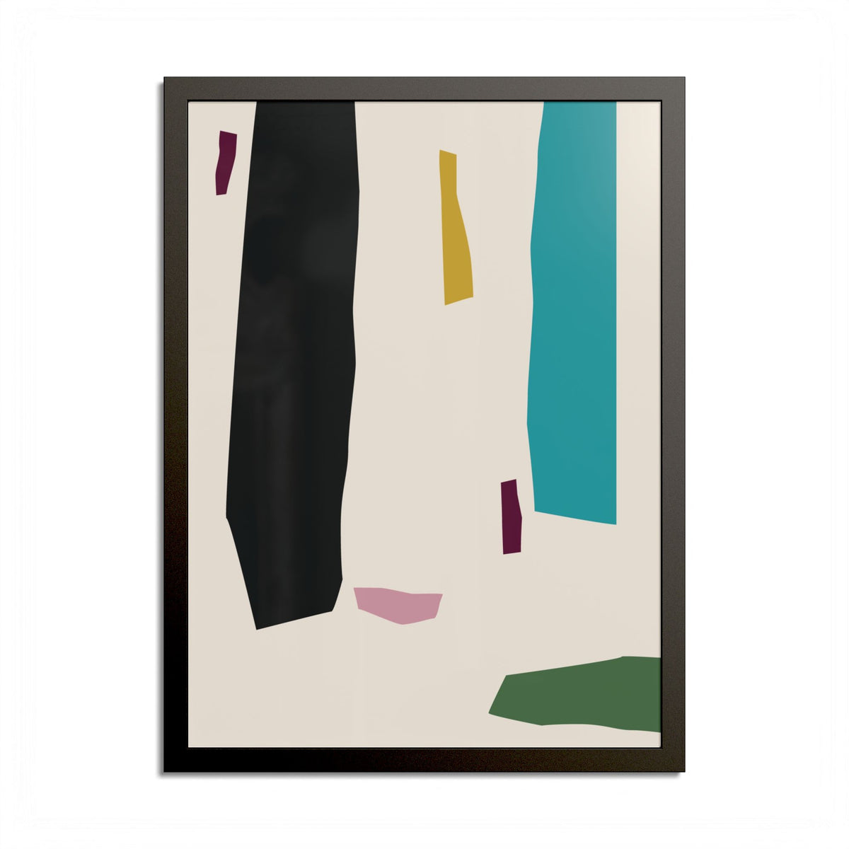 Scandi Multicolor Abstract Art High Quality framed Print, Modern Design Decor