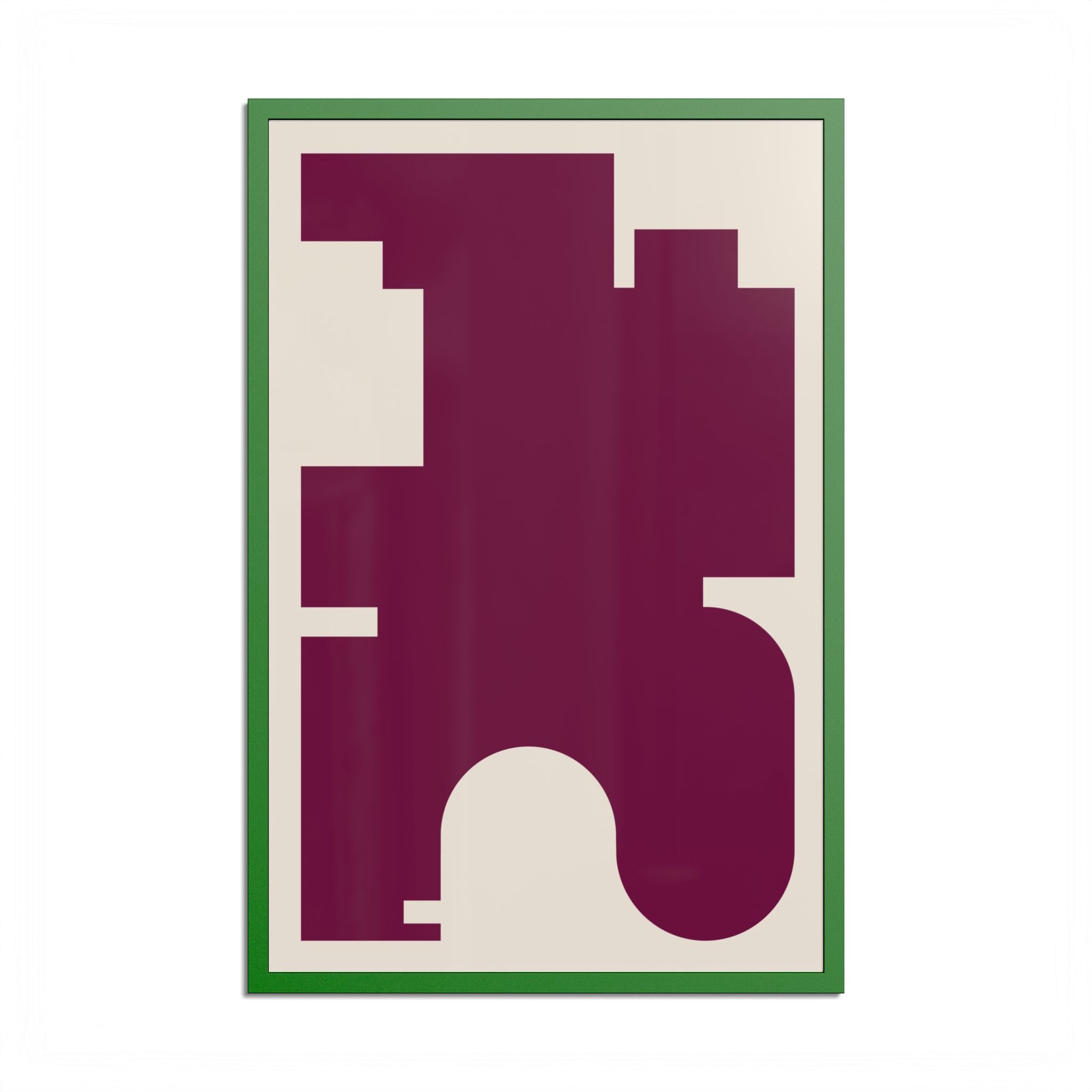 Burgundy Red Scandinavian Minimalist Framed Art Print