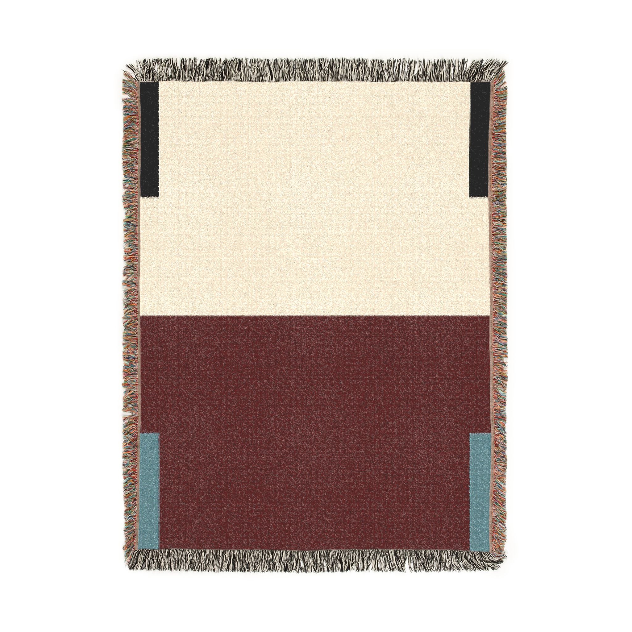 Post Minimalism Color Block Woven Throw Blanket with Contrast Corners
