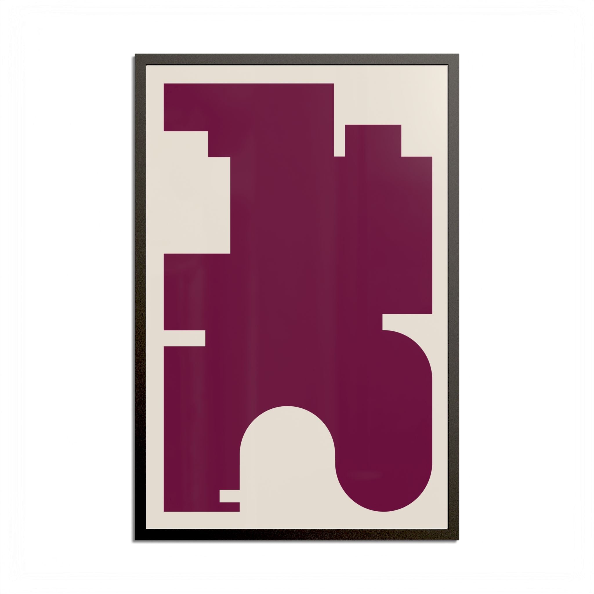 Burgundy Red Scandinavian Minimalist Framed Art Print