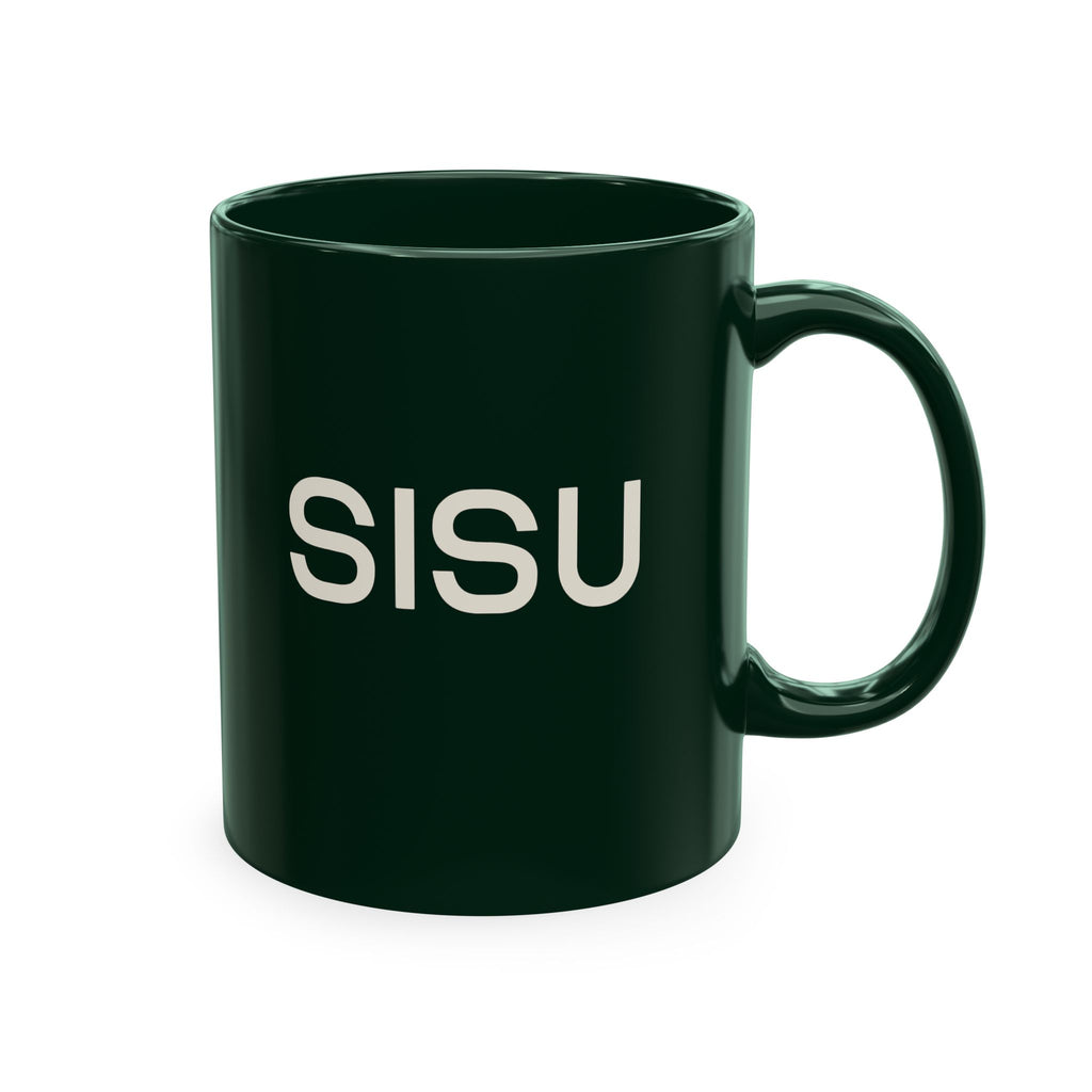 Modern Ceramic Coffee Cup with Finnish Flag & SISU Design