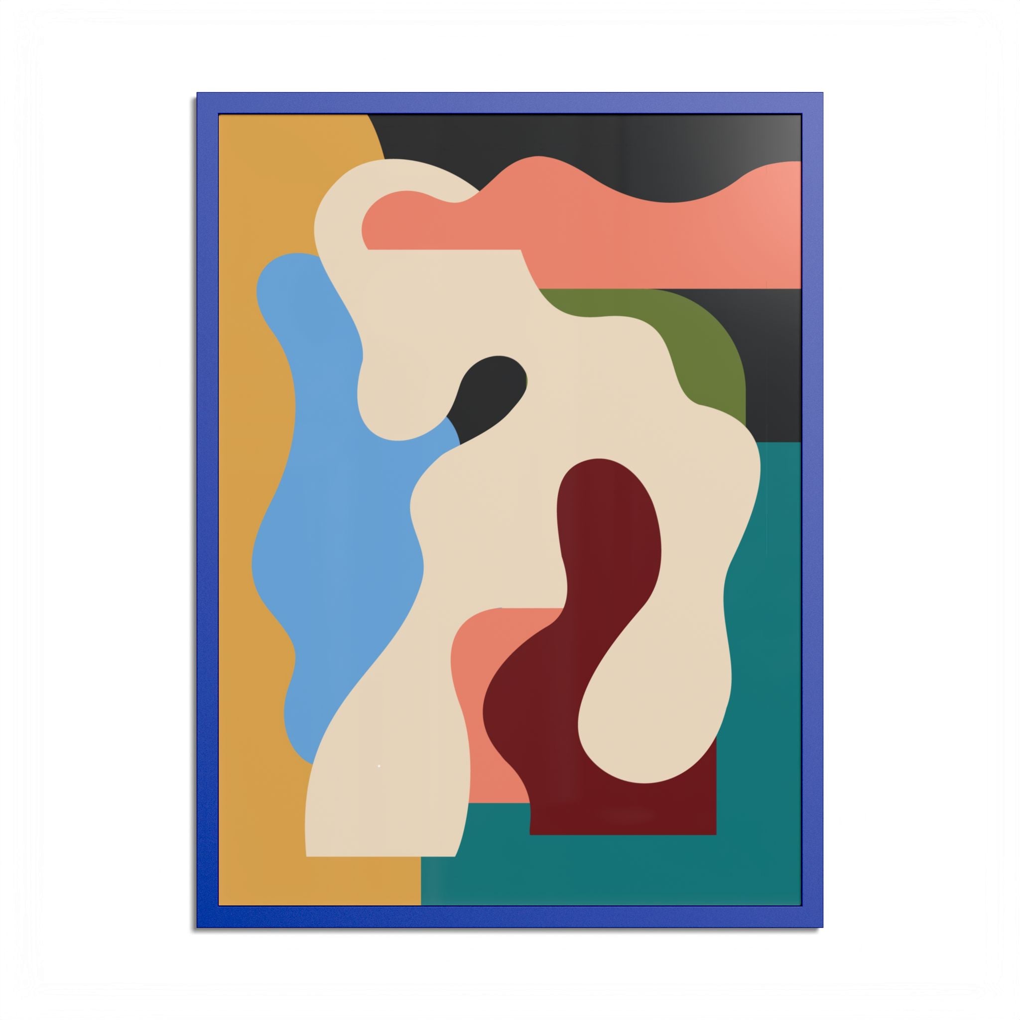 Modern Abstract Organic Shapes Framed Fine Art Print
