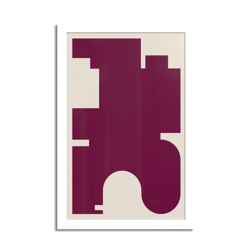 Burgundy Red Scandinavian Minimalist Framed Art Print
