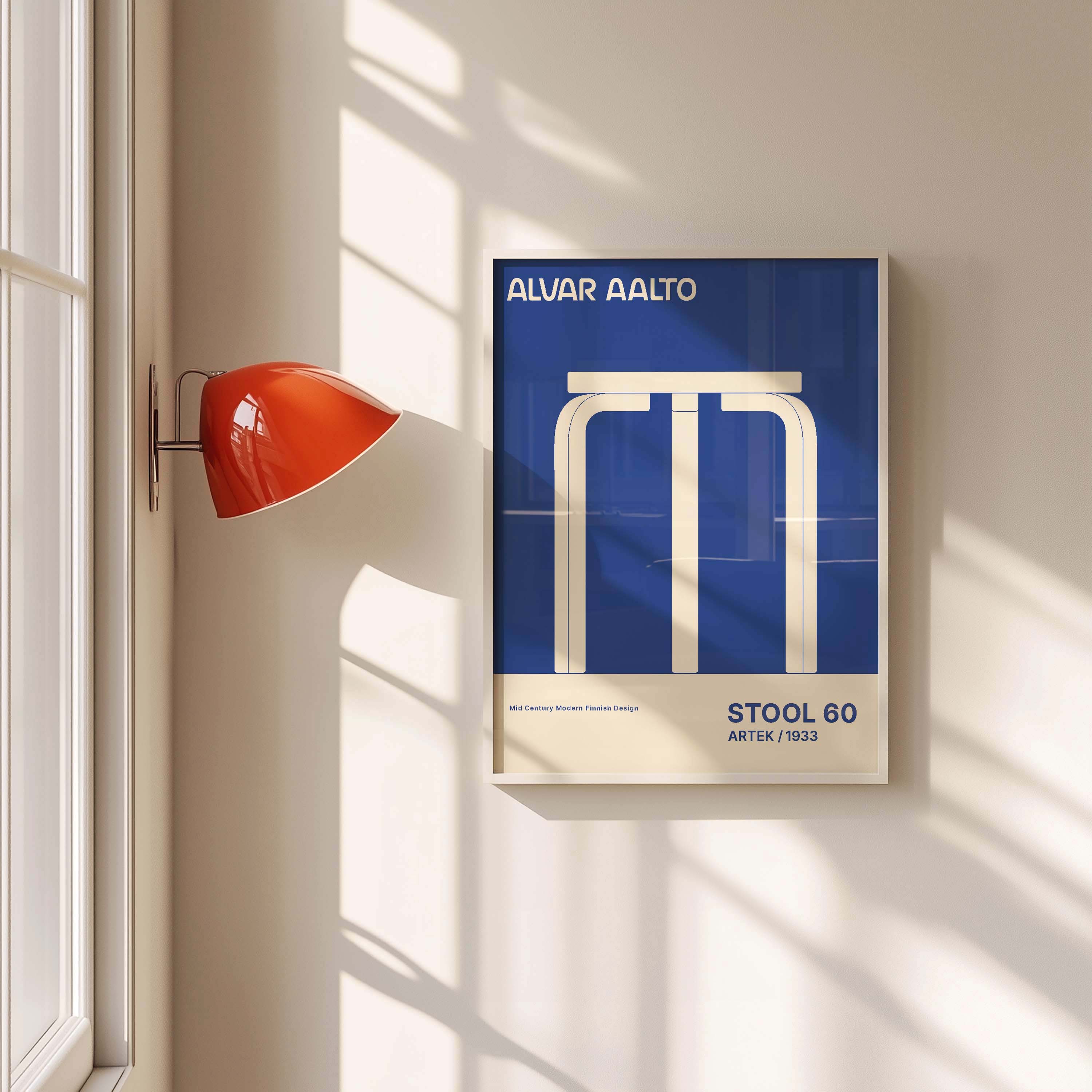Alvar Aalto STOOL 60 Hight Quality framed Exhibition Poster