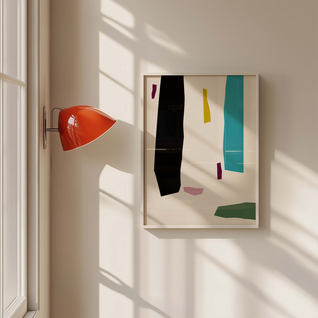 Scandi Multicolor Abstract Art High Quality framed Print, Modern Design Decor