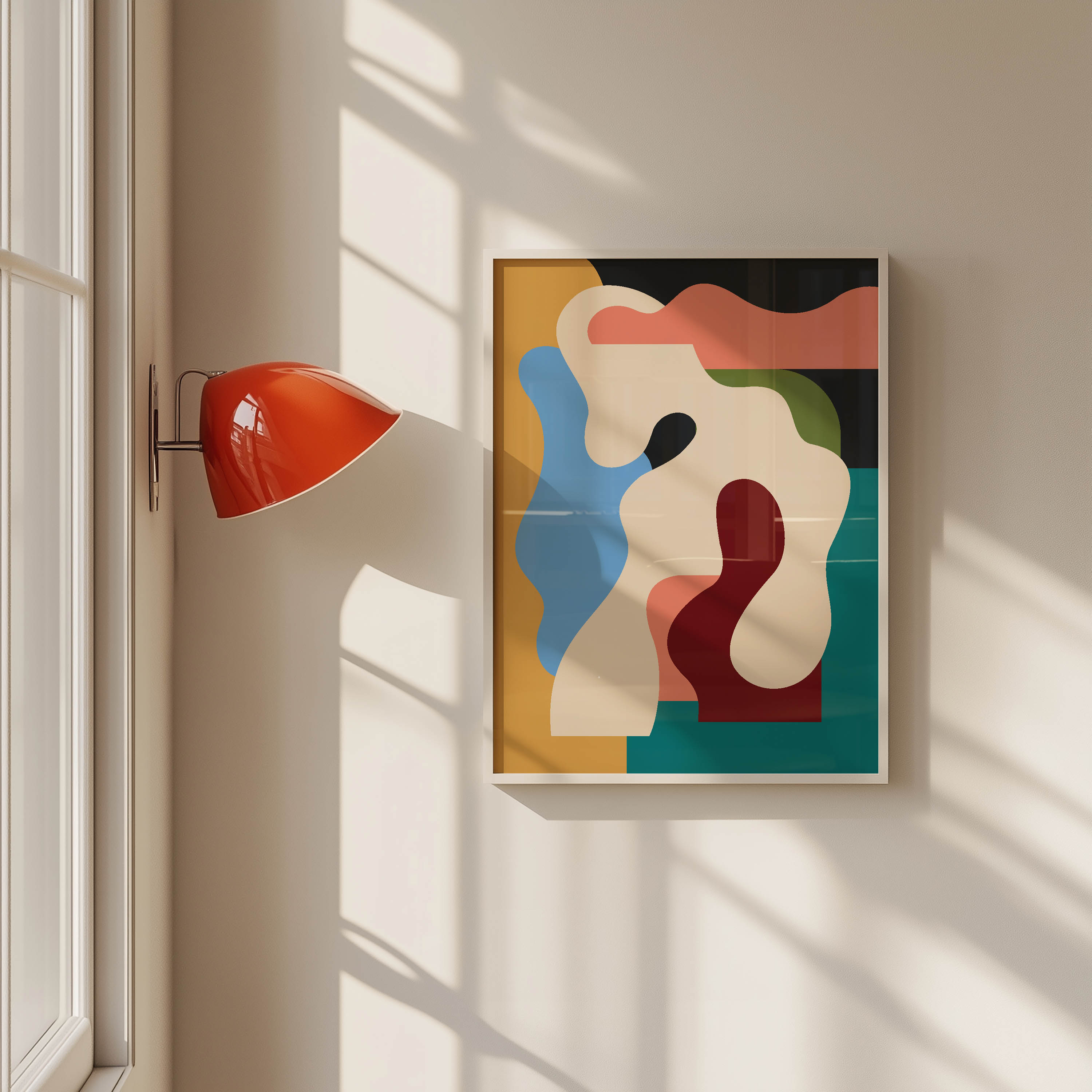 Modern Abstract Organic Shapes Framed Fine Art Print