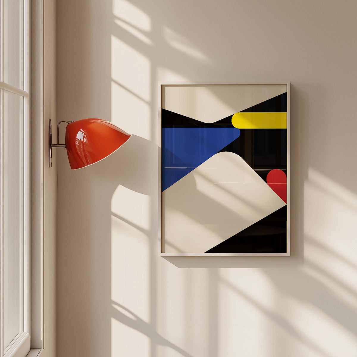 Primary Color Contemporary Shapes High Quality framed Print, Modern Art Decor