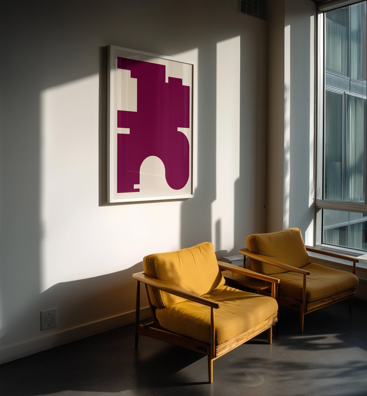 Burgundy Red Scandinavian Minimalist Framed Art Print