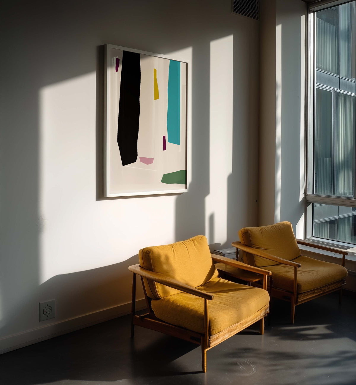 Scandi Multicolor Abstract Art High Quality framed Print, Modern Design Decor