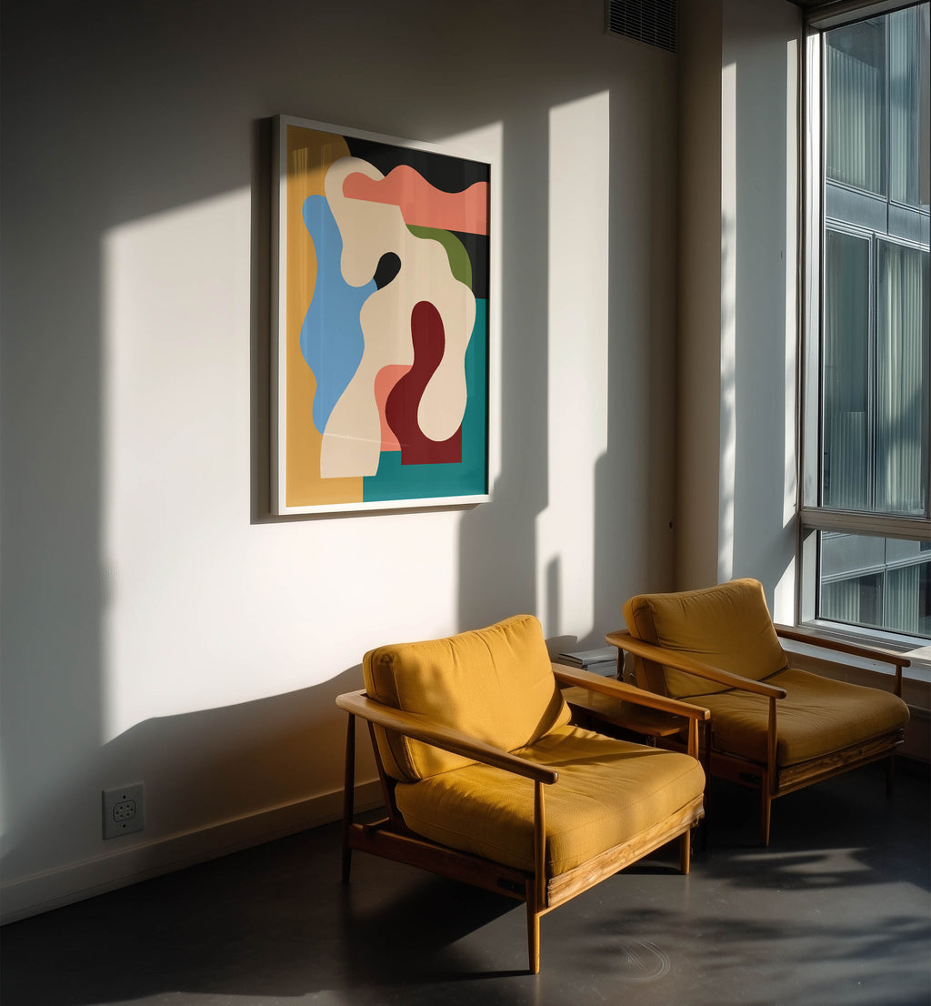 Modern Abstract Organic Shapes Framed Fine Art Print