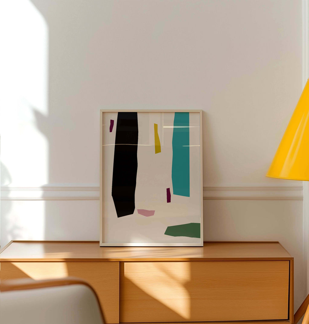 Scandi Multicolor Abstract Art High Quality framed Print, Modern Design Decor