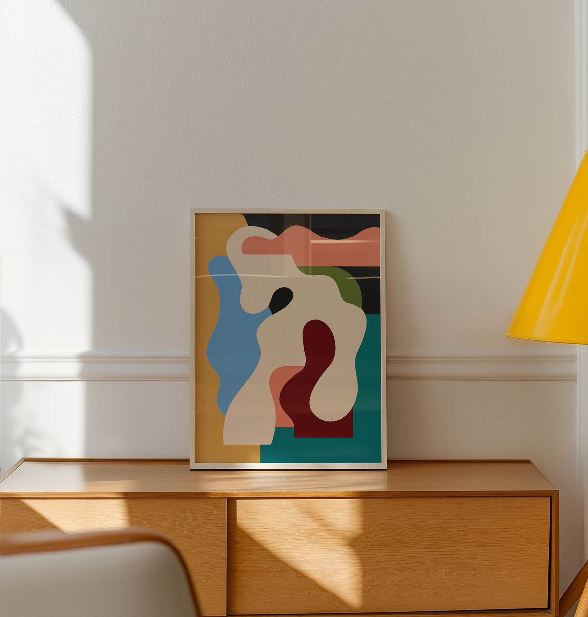 Modern Abstract Organic Shapes Framed Fine Art Print