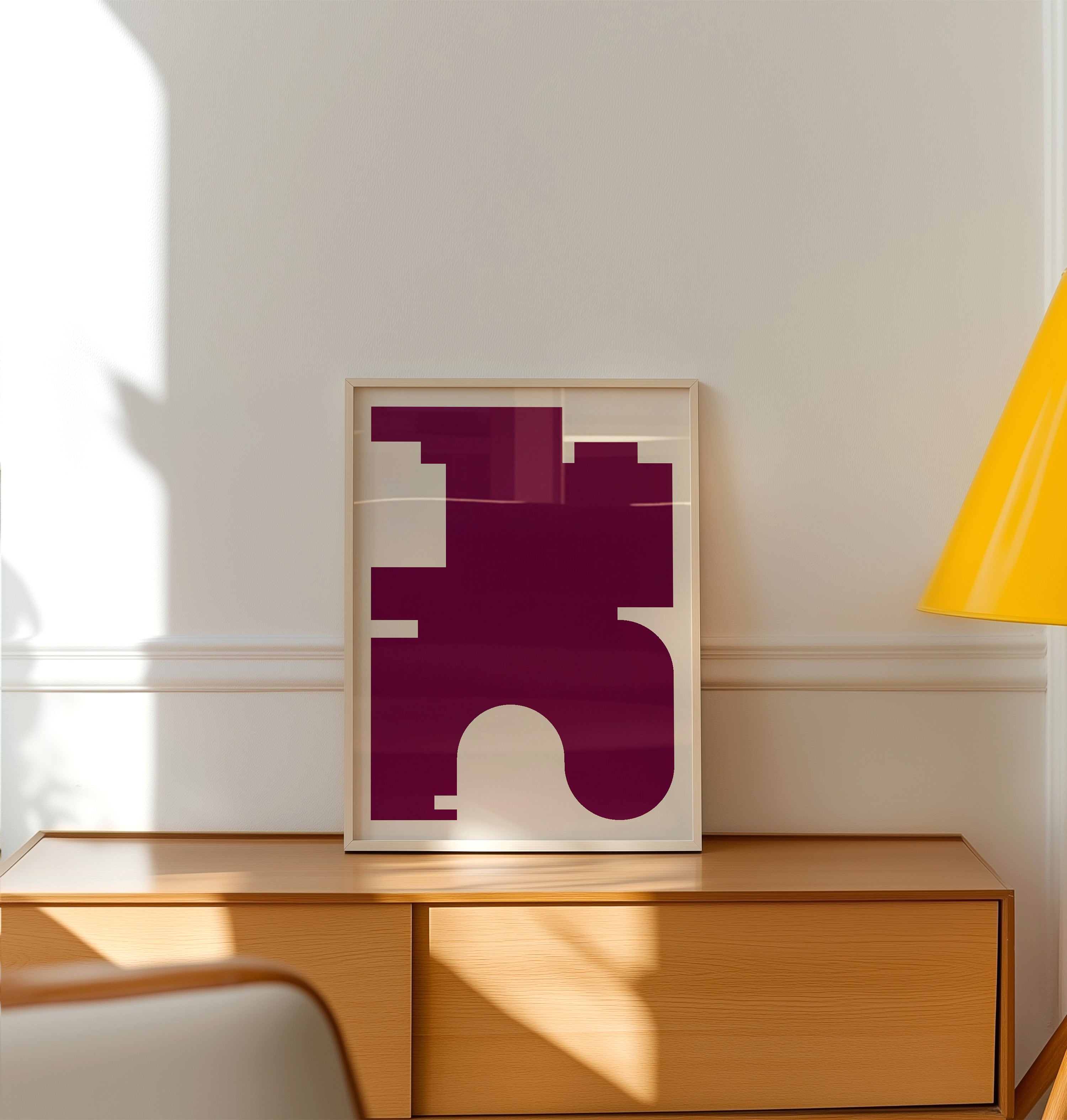 Burgundy Red Scandinavian Minimalist Framed Art Print