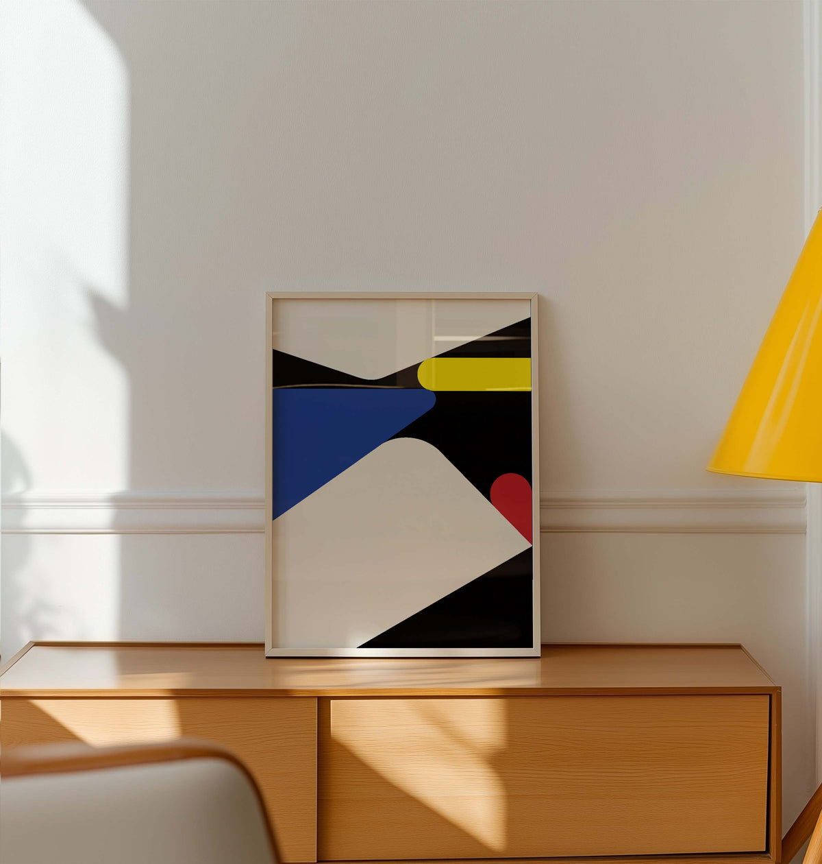 Primary Color Contemporary Shapes High Quality framed Print, Modern Art Decor