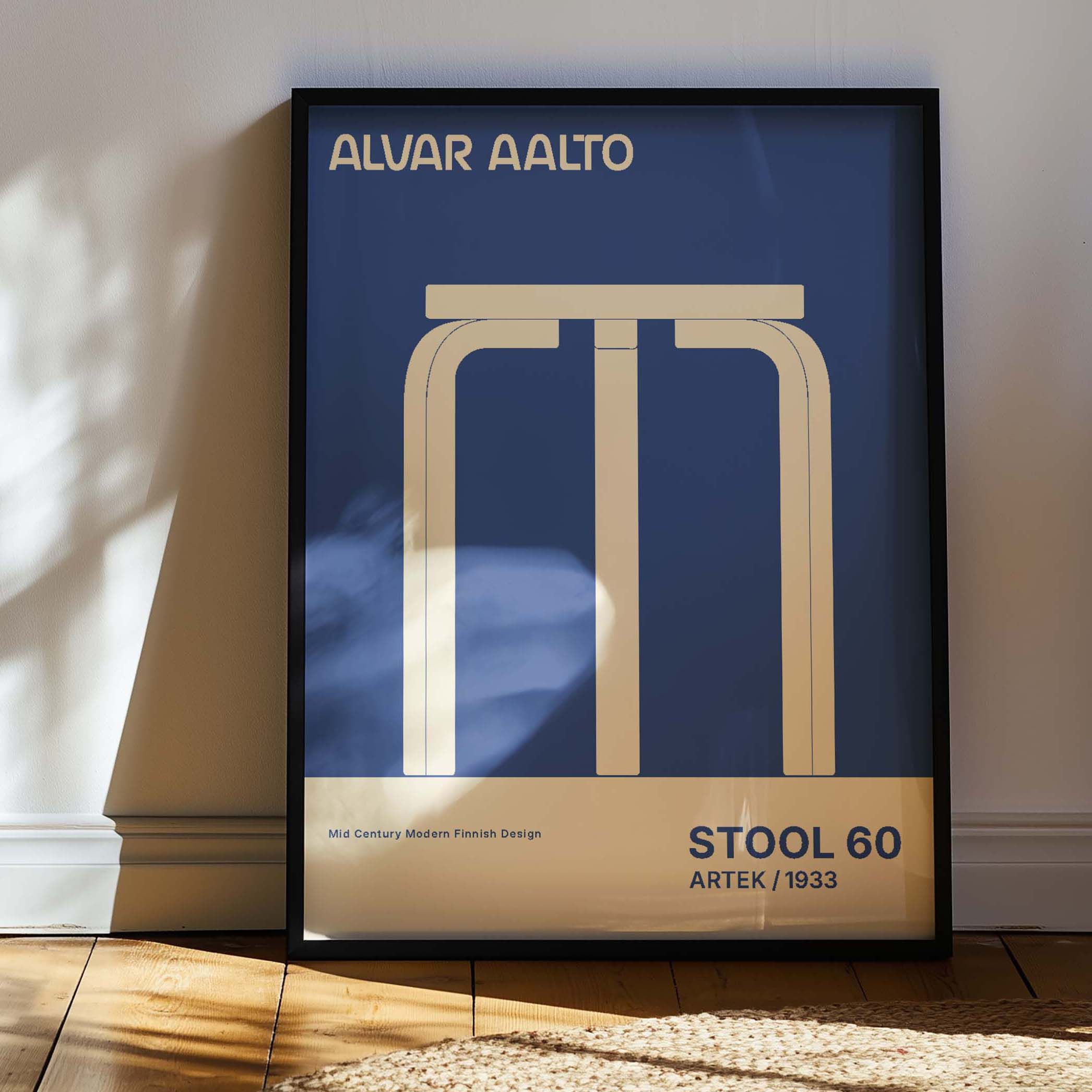 Alvar Aalto STOOL 60 Hight Quality framed Exhibition Poster