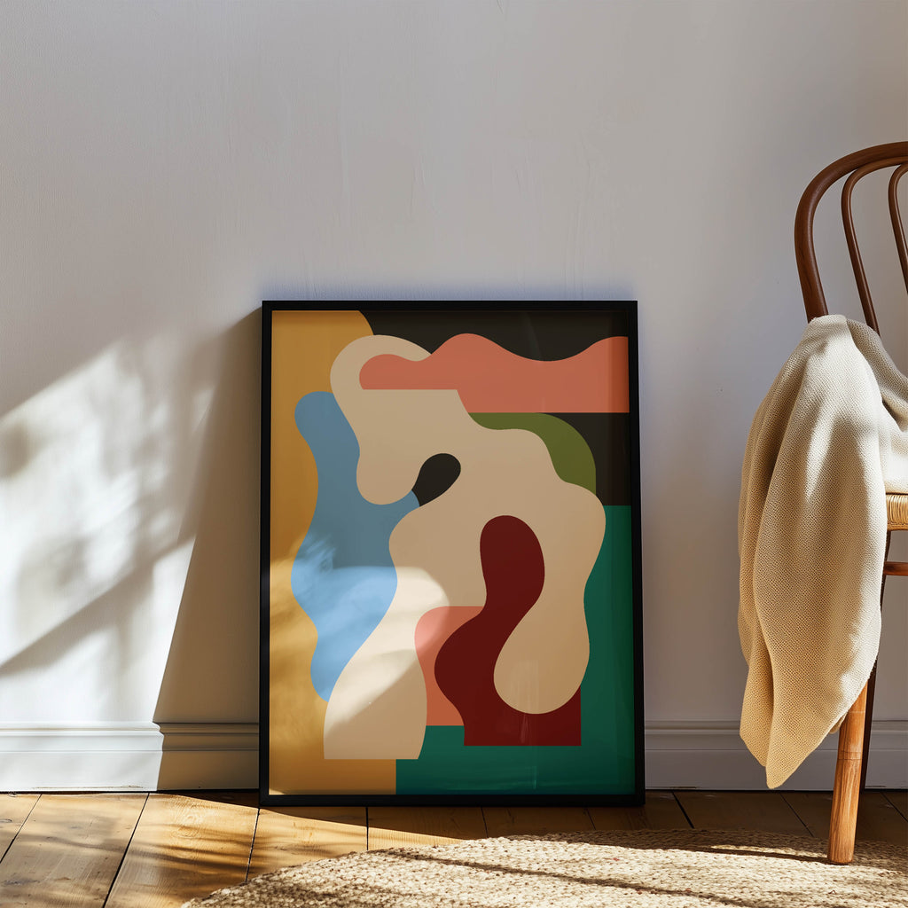 Modern Abstract Organic Shapes Framed Fine Art Print