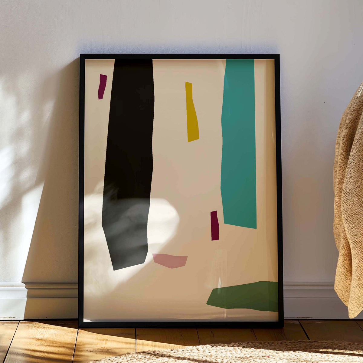Scandi Multicolor Abstract Art High Quality framed Print, Modern Design Decor