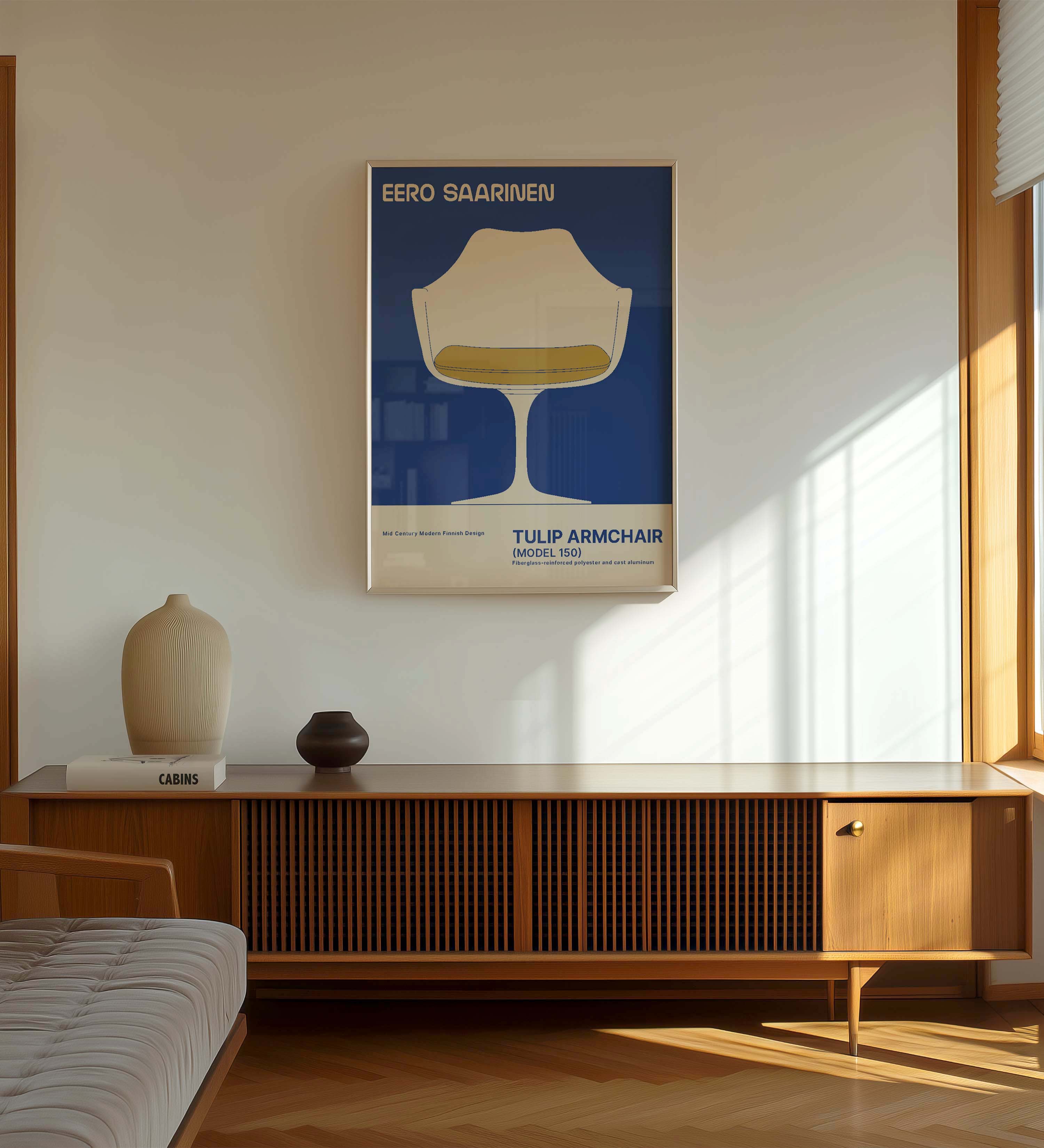 Eero Saarinen TULIP ARMCHAIR High Quality framed Exhibition Poster