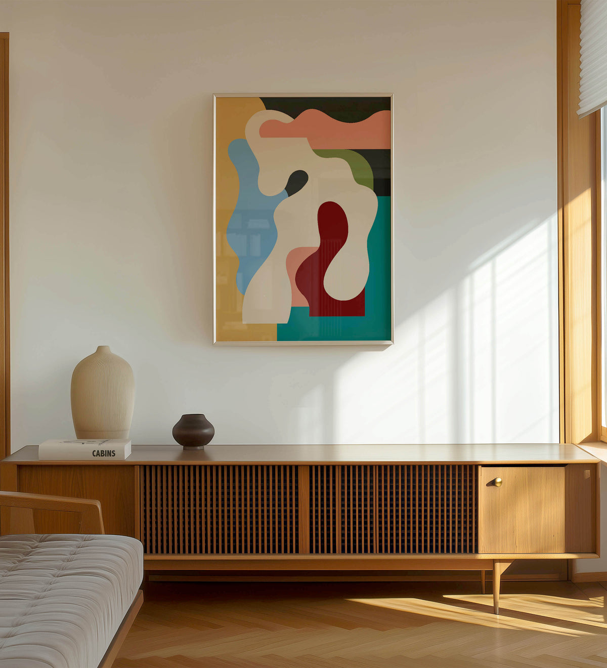Modern Abstract Organic Shapes Framed Fine Art Print