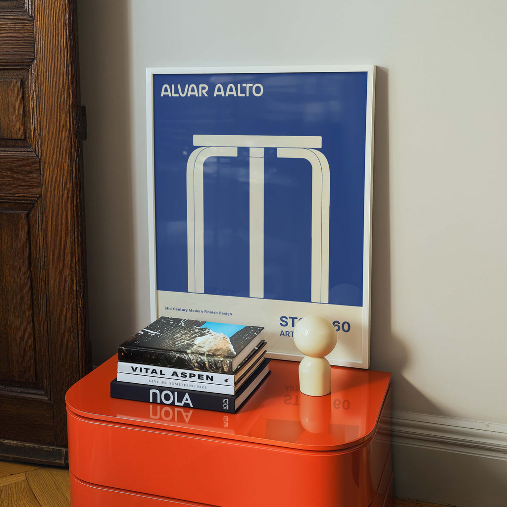 Alvar Aalto STOOL 60 Hight Quality framed Exhibition Poster