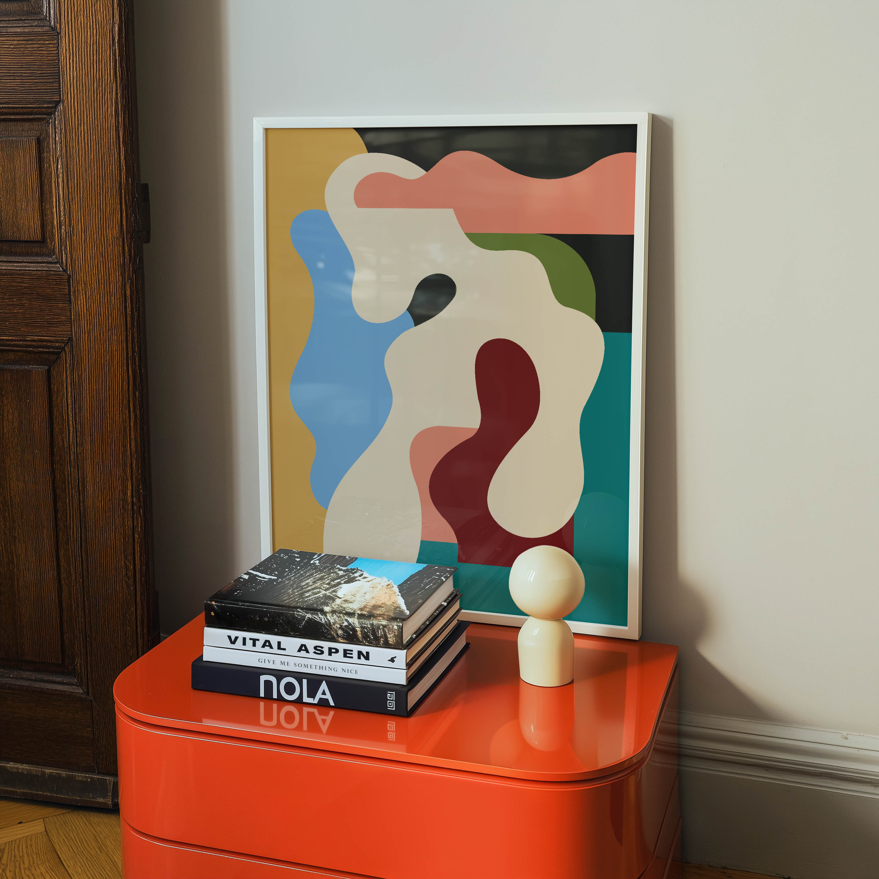Modern Abstract Organic Shapes Framed Fine Art Print