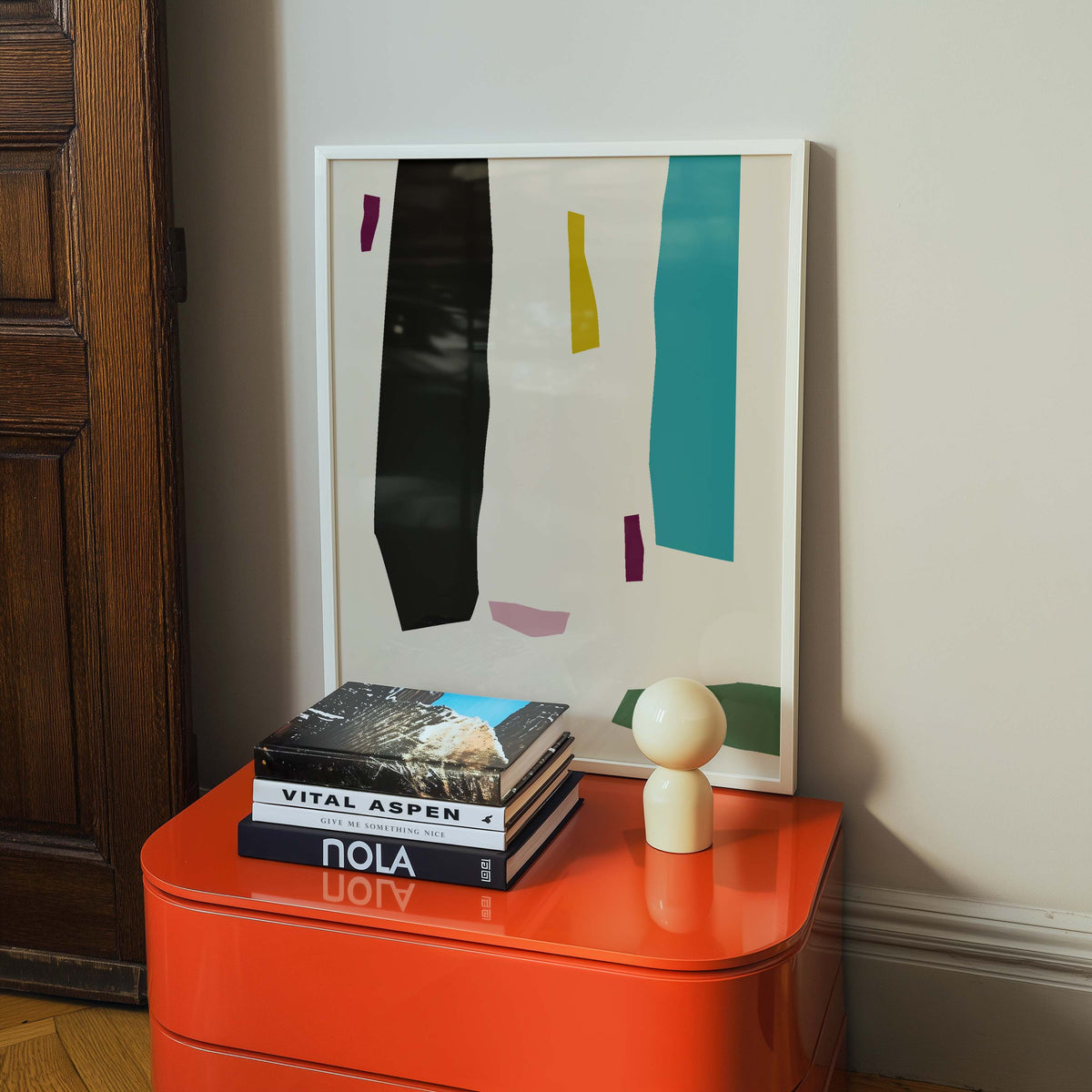 Scandi Multicolor Abstract Art High Quality framed Print, Modern Design Decor